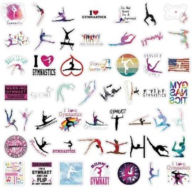 Gymnastics Stickers, Pack of 100 Gymnastics Sports Sticker Set, Yoga Stickers, Graffiti Stickers, Girls, Waterproof Vinyl Stickers, for Luggage, Skateboard, Laptop, Car, Bicycle, for Children,