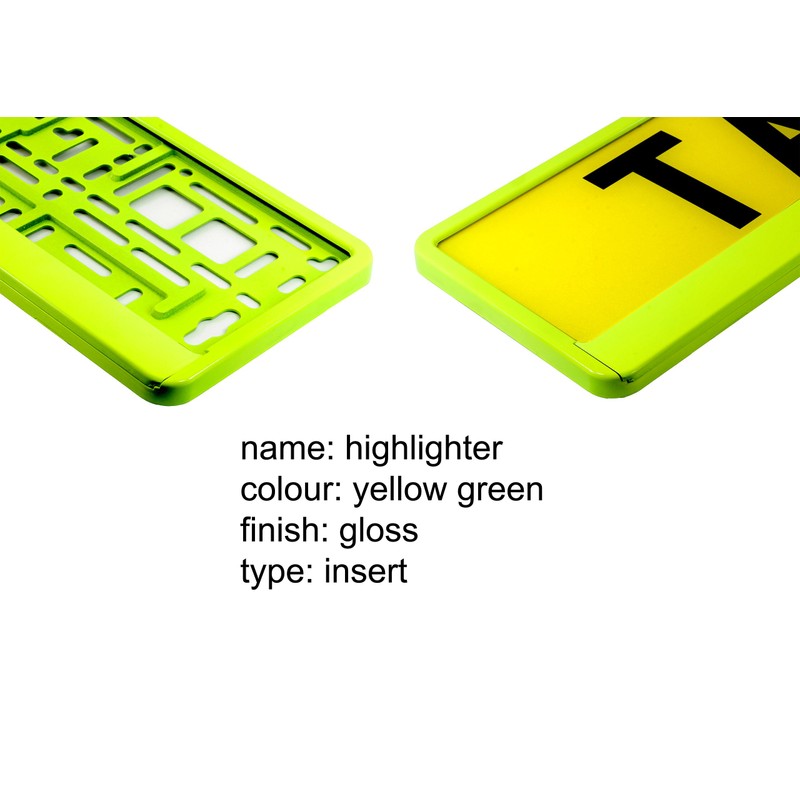TAPORT® YELLOW NEON CAR REGISTRATION HOLDER FOR ANY CAR ,