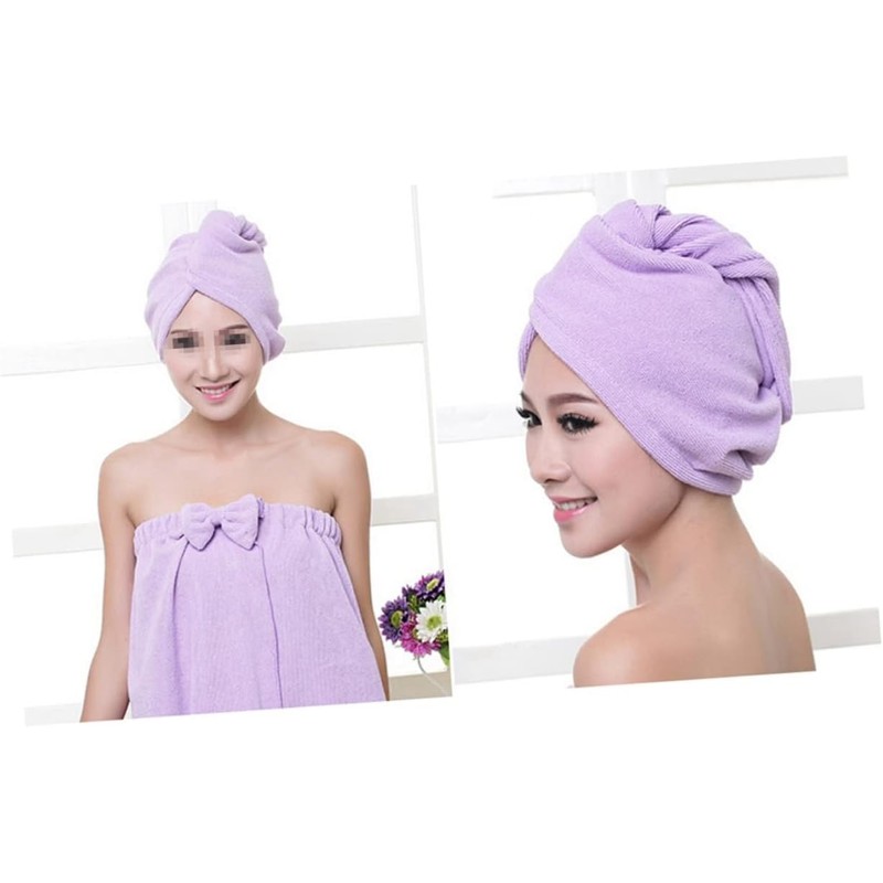 Toalla Microfibra Gorro para Secar El Cabello 70g Morado Fácil