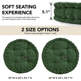 Deconovo Floor Cushions, Meditation & Yoga Sitting Pillows, Round & Square Cushion for Window Seat, Bench, Chair, Reading Nook, Soft Indoor Floor Pillows, Olive Green, Round/22x5.1 Inch