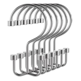 Bathway Shower Curtain Hooks Chrome Shower Curtain Rings, 12 Pcs Metal Double Hooks Rings Rust Proof for Bathroom Shower Curtain Rod
