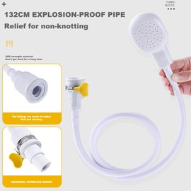 Pet Portable Shower Attachment for Bath Taps - Single Tap Shower with Fit Clamp Included, White Hose (1.32 M)