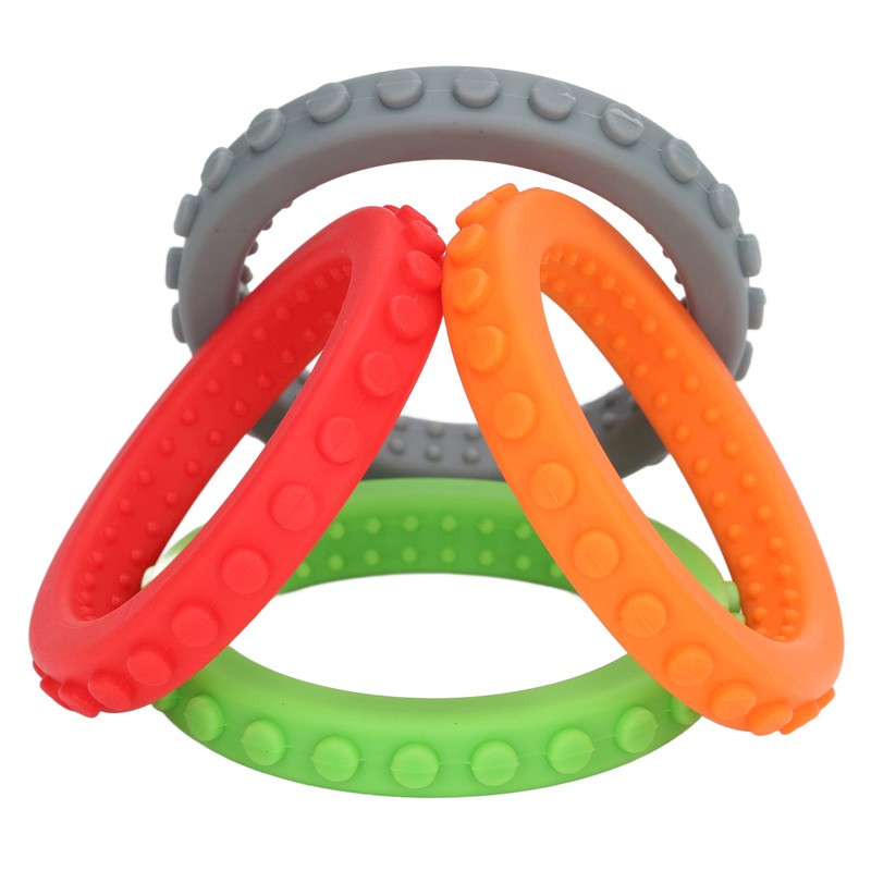 4pcs Baby Teethers Bracelet Silicone Refrigerable Heat Resistant Gum Relief