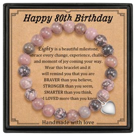 GBTBYS 80th Birthday Gifts for Her, Natural Stone Beads Bracelet 80 Year Old Birthday Idea Gifts for Women Turning 80 Woman