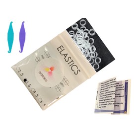 Dental Orthodontic Elastic Rubber Bands 60 Pack and Placers for Teeth Gap Closing (Clear 3/8" X-Heavy 6.5 oz)