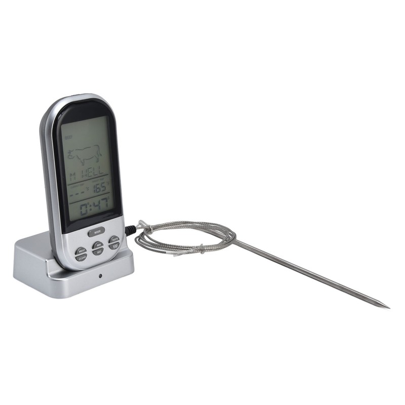 Wireless Thermometer Timer Overtime Alarm Function Practical Temperature Meter for