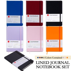 deli 6 Pack Multicolor Lined Journal Notebook for Work, Moleskine Notebooks, A5 (5.5"x8.3"), 160 Pages Hardcover Journaling Notebooks, Multicolor College Ruled Notebooks for Notes-taking/Work/Travel