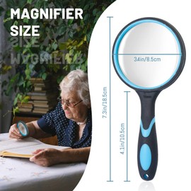 10X Magnifying Glass, Handheld Magnifier, HD 75mm Round Magnifying Lens, Reading Magnifier with Non Slip Handle, Shatter Proof Magnify Glass for Reading Observing (1Pcs)