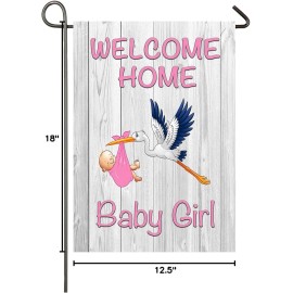 Unbranded Welcome Home Baby Girl Garden Flag Baby Shower Birth Announcement Family Party