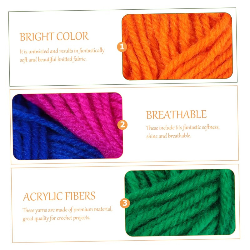 LALAFINA Acrylic Yarn Knitting Crocheting 12 Colors Soft Durable Craft