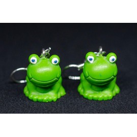 Miniblings Frog Earrings Frog Prince Fairy Tale Princess Prince Sitting - Handmade Fashion Jewellery I Earrings Silver Plated, Plastic
