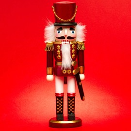 SIKORA NK-I Decorative Wooden Nutcracker Figurine, Various Designs, 3 Sizes, Size: Height Approx. 28 cm, Colour/Model: Soldier Red / White