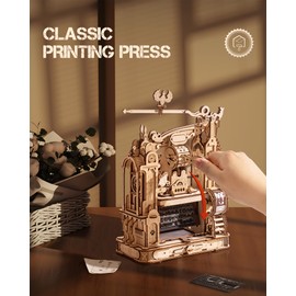 3D Puzzles for Adults - Wooden Puzzles for Adults, Classic Printing Press Building Kits, Wood Puzzles