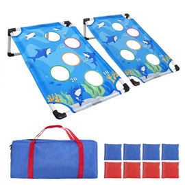 Cornhole Set,Portable Corn Hole Boards Set,Corn Hole Sets with 2 Collapsible Cornhole Boards,8 Bean Bags and Carrying Bags,Perfect for Backyard, Beach, Lawn(3 x 2-feet)