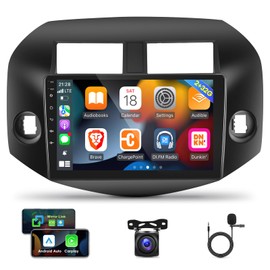 [2G+32G] Car Radio for Toyota RAV4 2007 2008 2009 2010 2011 2012, 10.1 inch Android Touch Screen Stereo, Carplay/Android Auto/Mirror Link/1080P/SWC/Bluetooth/WiFi +AHD Backup Camera+MIC