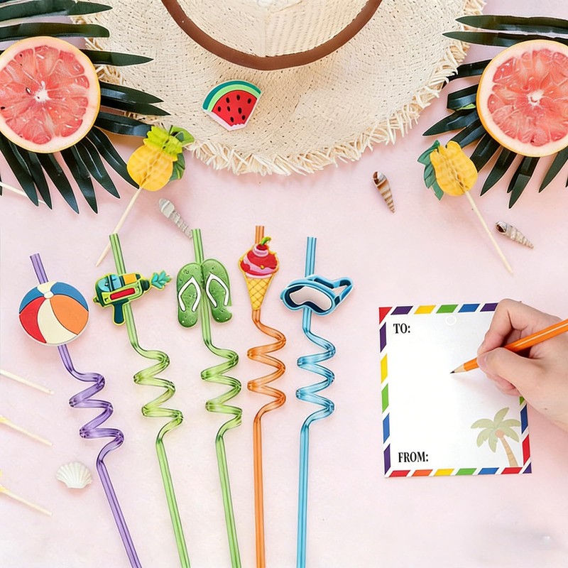 HealthSTEC 24 Sets Beach Theme Reusable Shape Straws End of