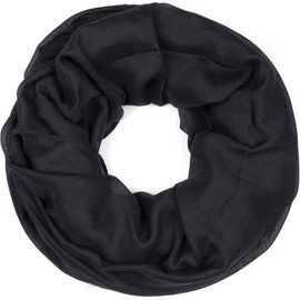 styleBREAKER 01016168 Women's Loop Scarf with Pearl Appliqué, Plain Colours, Lightweight Tube Scarf Plain, black