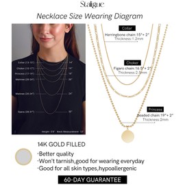 Staligue Layered Gold Necklaces for Women,Simple Gold Chain Necklace for Women Trendy 14K Gold Plated Herringbone Figaro Tennis Pendant Chain Necklaces Dainty Gold Choker Necklace Stack Jewelry Gift