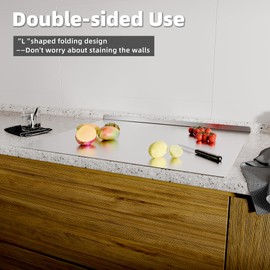 KORVOS Stainless Steel Cutting Boards, Food Grade 304 stainless steel cutting board with lip, Metal Chopping Boards for Kitchen, Meat, Fruits&Baking, Heavy Duty&Non-Slip, 15.7" x 19.7"