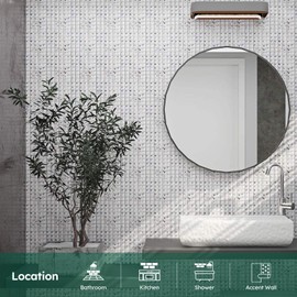 Diflart Mirror Backsplash, 3/4 Inch Silver Square, Crystal Diamond Mirror Glass Mosaic Tile for Kitchen Bathroom Wall, Pack of 5 Sheets