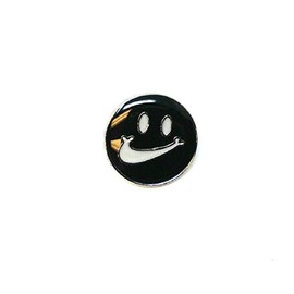 Metal & Enamel Swoosh Smiley Face Mashup Logo Lapel Pin (1 Piece) (Black)