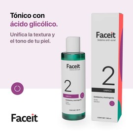 FACE.IT | Tónico Facial Ácido Glicólico, Aloe Vera I Tratamiento Anti Acné I Skin Care I Exfoliante Facial I Elimina las Impurezas | Unifica Textura de la Piel I PASO 2 Unifica I 180 ml