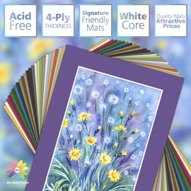 Mat Board Center, Bevel Cut, Acid Free, 4-ply Thickness, White Core Mats - for Pictures, Photos, Framing (Mixed, 5x7 Mats for 4x6 Pictures, 50-Packs)