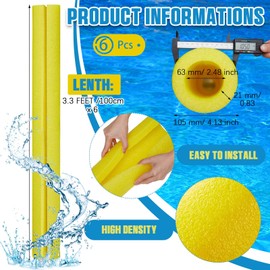 Hanaive 4 Pcs Jumbo Pool Foam Noodles Bulk 40 Inch x 4.1 Inch Large Swimming Noodles Tube Hollow Core Swim Noodle for Floating Craft Projects Pre Slit Clamp Protection Padding Bumper (Yellow)