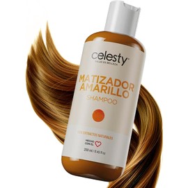 CELESTY  Shampoo Matizador - Variedad Amarillo Azul Morado Negro Rojo Violeta - para el Cuidado de Cabello Rubio Cenizo Dorado Canas