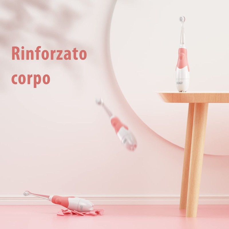 SEAGO SG513 ROSA Spazzolino sonico per bambini, rosa, 1xAA 1,5V