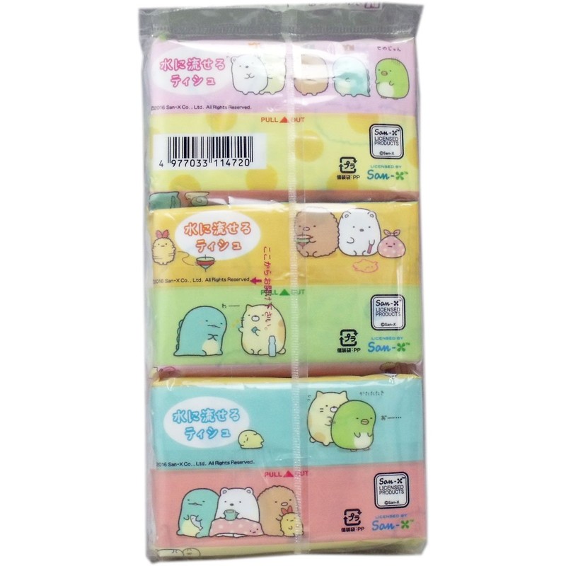 Sumikko Gurashi Flushable Pocket Tissues, Pack of 6