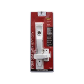 Larson Certified Storm Door White Push-Button Heavy-Duty Latch with Key Handle Set, Storm Door Replacement Latch Handle