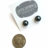 Leetie Lovendale Black Pewter Pearl Lucite Ball Stud Earrings
