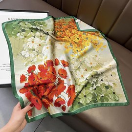 Lenvowela Mulberry Silk Scarfs Women Small Square Scarf 21" x 21" Breathable Lightweight Neckerchief Headscarf 020