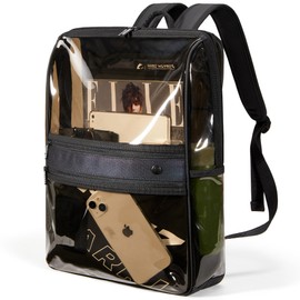 HIMZ WARRIOR Clear Backpack Heavy Duty with Detachable 14” Laptop Bag Sleeve Transparent Back Packs Stadium Tinted PVC Adults Black S (Box Gift)