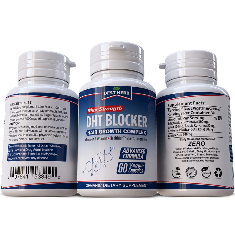 Unisex 2X Natural DHT BLOCKER Prevent Hair Loss Herbal Vitamins