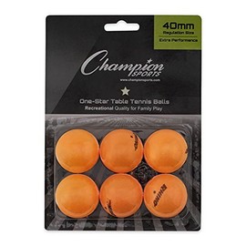 Champion Sports 1 Star Table Tennis Ball Pack – Orange Ping Pong Balls, Set Of 6, With 40mm Seamless Design – Recreation Table Tennis Equipment, Accessories.