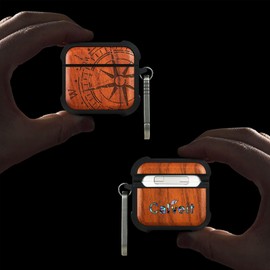 Carveit Wooden Case for AirPods 4 Case (2024) (USB-C) 4th Generation, Wood Artisan Engraved & TPU Shockproof Cover, Titanium Quick Released Clasp (The Incomplete Compass) Rosy