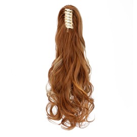 Mitrygreen Claw Clip Ponytail Extension 18" Clip in Wavy Ponytail Hair Extensions Long Pony Tails for Women Extensions Light Auburn Wave Hairpiece