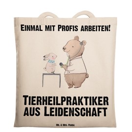 Mr. & Mrs. Panda Animal Healing Practitioner with Passion - Gift, Jute Bag, Cloth Bag, Anniversary, Bag, Bag, Colleague, Colleague, Shopping Bag, cream-coloured