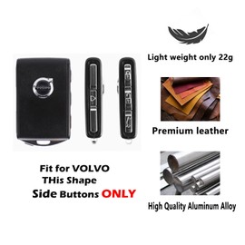 K LAKEY Alloy Leather Car Key Fob Cover,22g Ultralight Key Fob Case Compatible with Volvo 4 Buttons C30 S60 S80 S90 XC40 XC60 XC70 XC90 V90 Brown