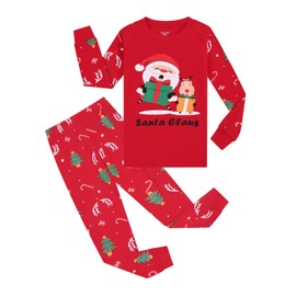 Joyond Boys Christmas Pajamas Kids Tree Reindeer Pjs Sets Cotton Girls Toddler Clothes Santa Claus, Red, 3T