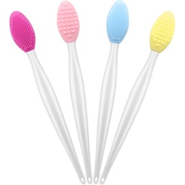 Herramienta exfoliante de labios de silicona para exfoliar labios de doble cara para un aspecto más suave y completo, limpiador (4 colores, 4 piezas)