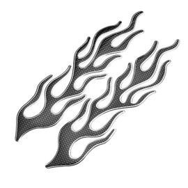 A ABSOPRO Universal 3D Motorcycle Gas Tank Decal 10.12''x4.80'' Gas Tank Protector Sticker Fuel Oil Gas Tank Pad Protector Sticker PVC Rubber Black Silver Tone