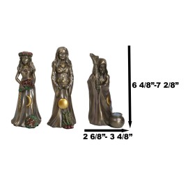 Ebros Wicca Triple Goddess Maiden Mother Crone Triune Moon Set of 3 Figurines