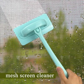 FTLKIBMD Mesh Screen Cleaner Pro - Window Screen Cleaner Brush with Detachable Handle, Wet/Dry Dual-Use for Window & Patio Screens - Large 14.2" Cleaning Head (Single Brush Head)