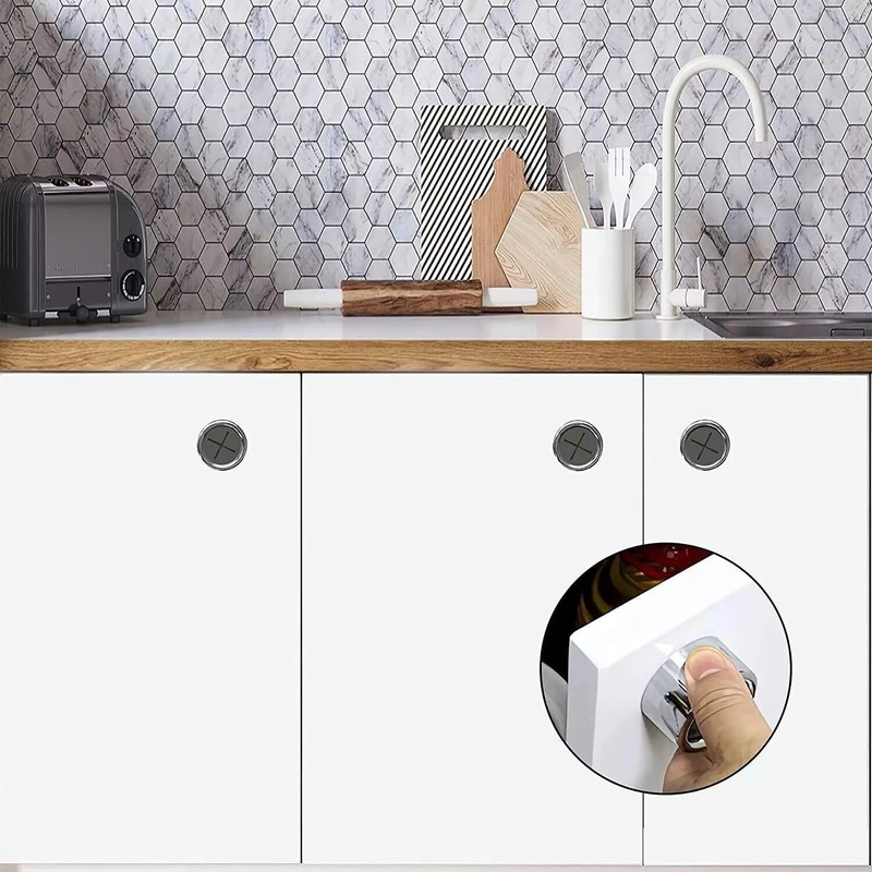 LinaLife 3PCS Push Tea Towel Holder Grip Hook Cloth Kitchen