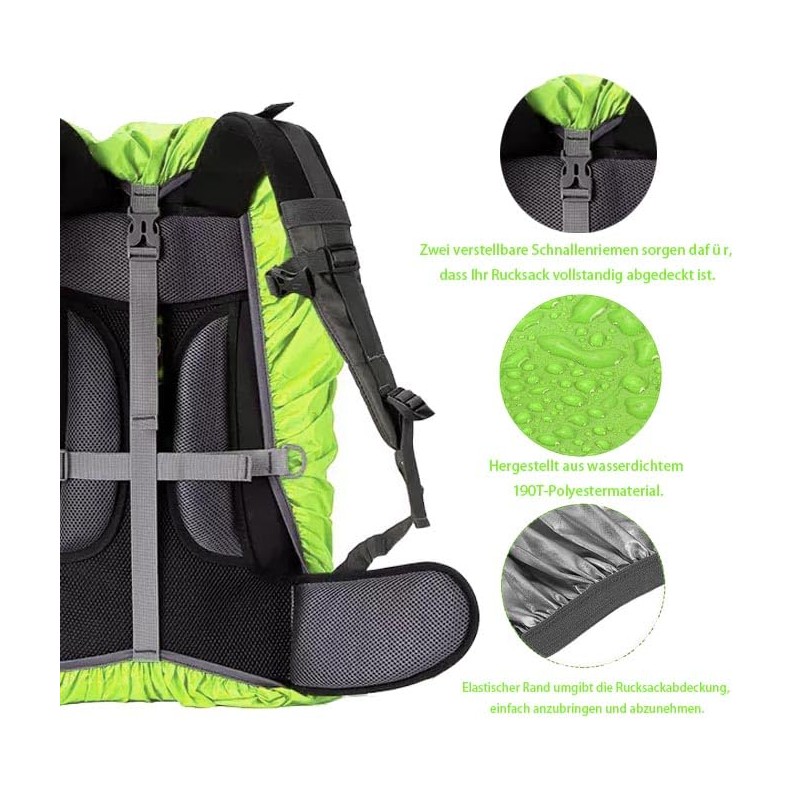 PINEPAN Waterproof Backpack Rain Cover with Adjustable Non-Slip Buckle Straps
