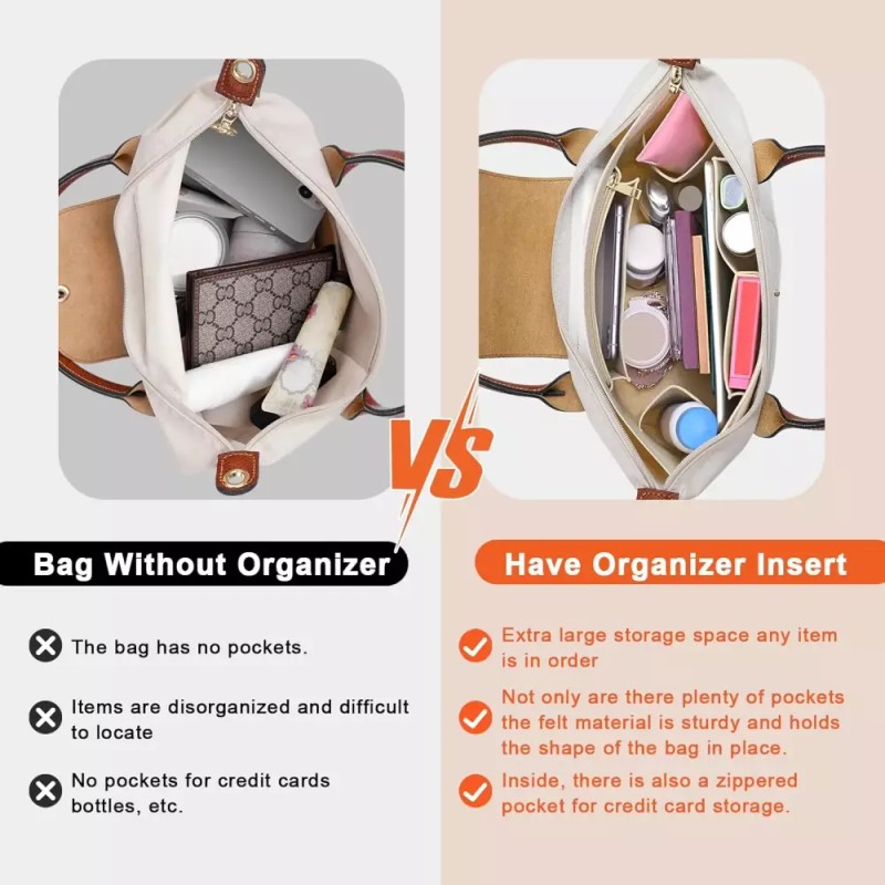 Longchamp 롱샹 르 플리지 M 핸드백용 루카이치 지갑 정리함 삽입물