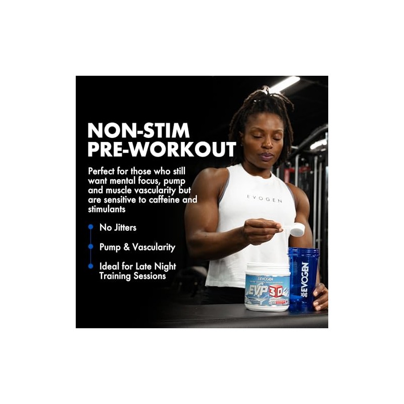 Evogen EVP 3D Preentrenamiento Sin Estimulantes Stim-Free Pre-Workout Powder, Cherry